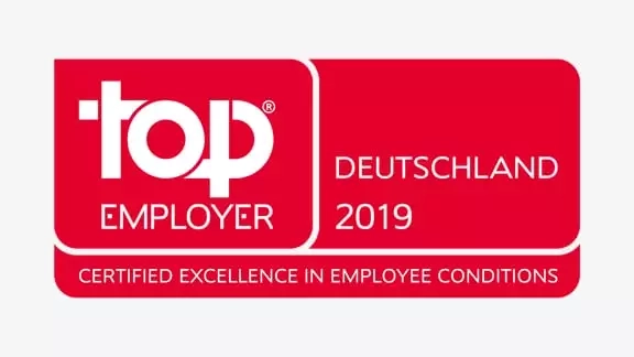 rotes Logo, Top Employer 2019 in Deutschland