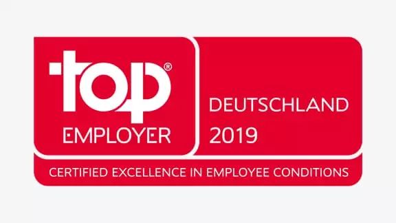 rotes Logo, Top Employer 2019 in Deutschland