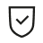 Ein schwarzes Icon mit einem Haken innerhalb eines Wappens