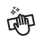 Schwarzes Icon einer Hand, die einen Lappen in der Hand hält und sauber wischt